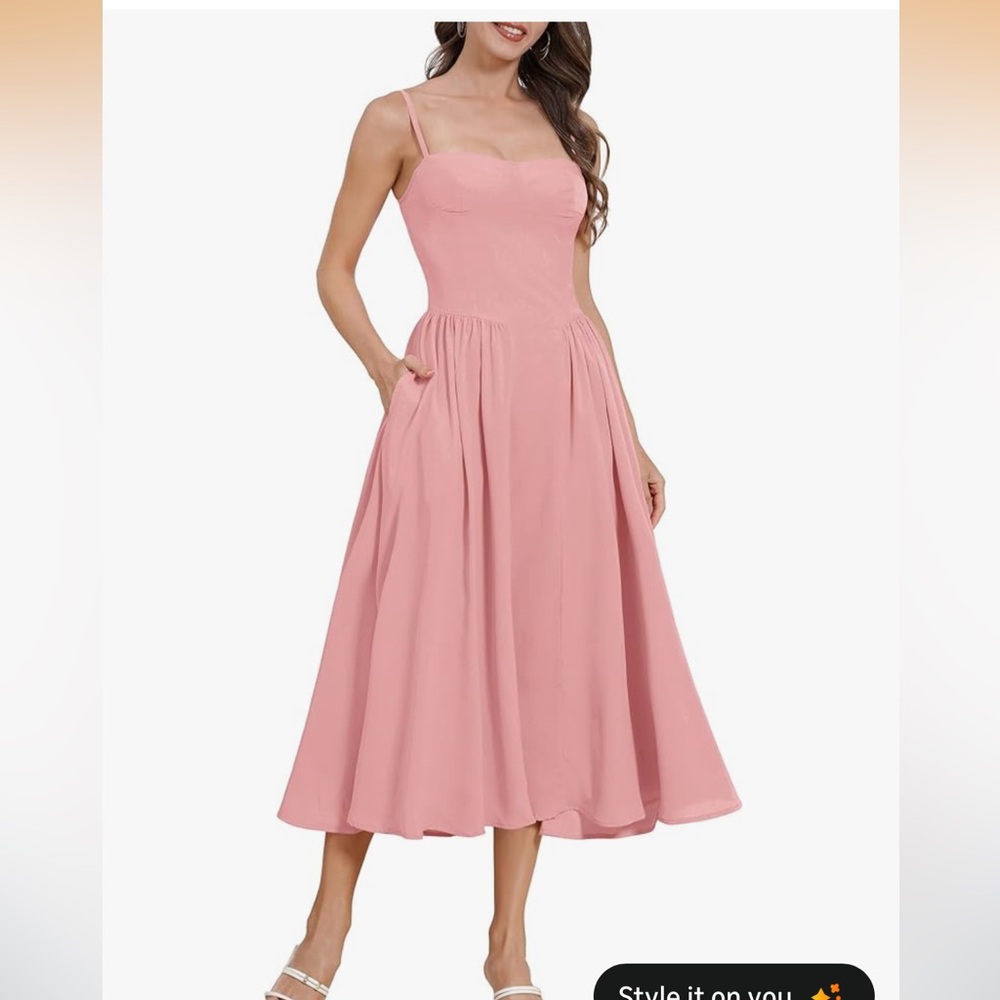 Elegant Pink Spaghetti Strap Dress